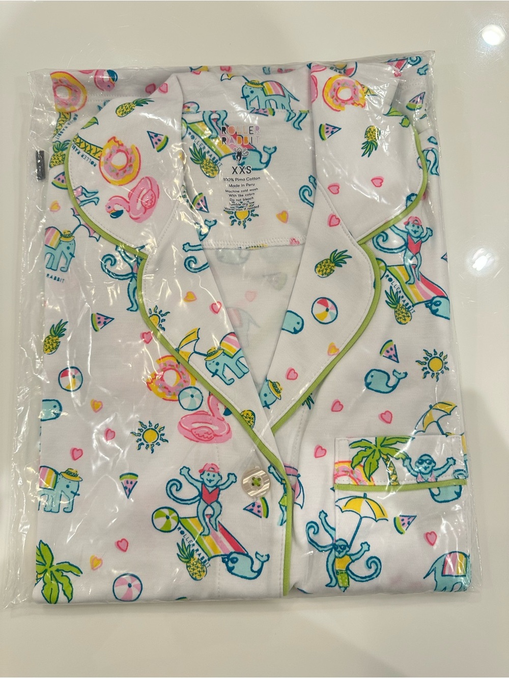 Roller Rabbit White pool party polo Pajama Set